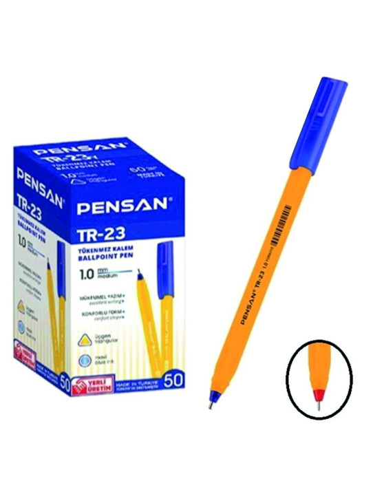 Pensan TR-23 Tükenmez Kalem Üçgen Mavi 50 li